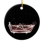 BATH TUB X-RAY VISION SKELETON - RED CHRISTMAS TREE ORNAMENT