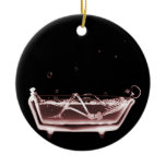 BATH TUB X-RAY VISION SKELETON - RED CHRISTMAS TREE ORNAMENT