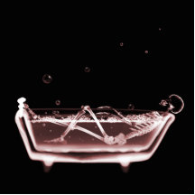 BATH TUB X-RAY VISION SKELETON - RED PHOTO CUTOUT