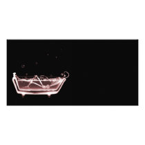 BATH TUB X-RAY VISION SKELETON - RED PHOTO CARD