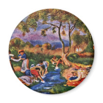 Bathers By Pierre-Auguste Renoir (Best Quality) Fridge Magnet
