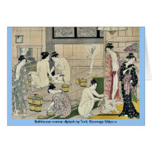 Bathhouse women diptych by Torii, Kiyonaga Ukiyo-e Cards