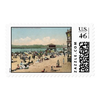 Bathing Beach, Santa Cruz CA Vintage Stamp by markomundo