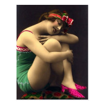 Bathing Beauty in Green Post Card