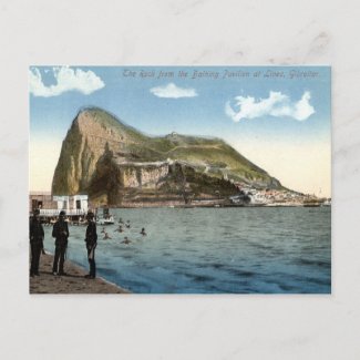 Bathing Pavilion, Linea, Rock of Gibraltar Vintage postcard