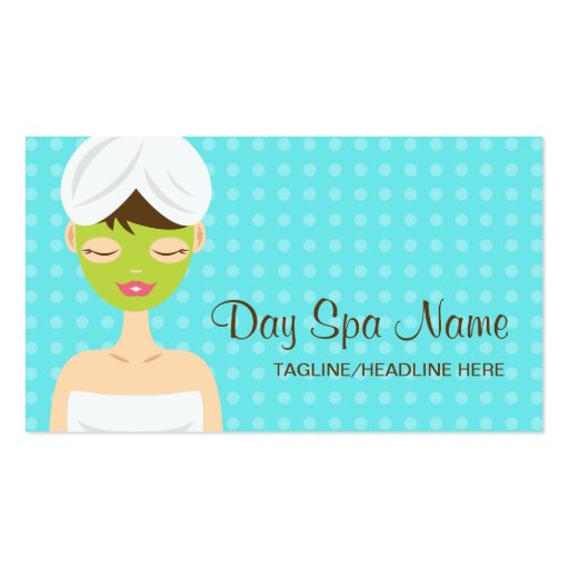 Bathing Woman With Green Face Mask Day Spa Business Card (front side)