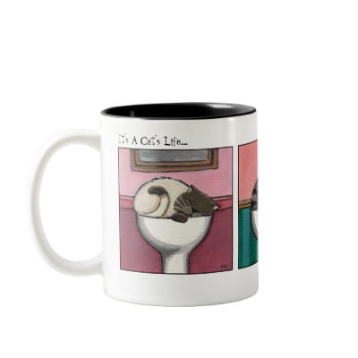 Bathroom Bliss v.1 - Cat Mug by LisaMarieArt