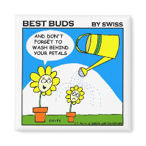 Bathtime for a Potted Plant Gardening Magnet by Swisstoons Bathtime for a Potted Plant Gardening Magnet