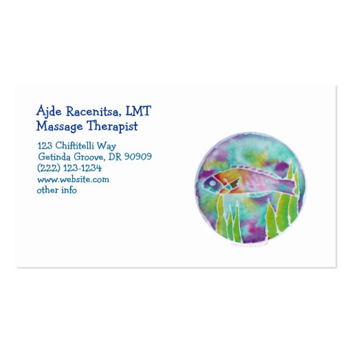 Batik Hinalea Hawaiian Wrasse Fish Batik Art Business Card Templates (back side)