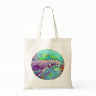 Batik Humpback Whale Art Cotton Canvas Tote Bag bag