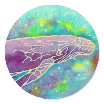Batik Humpback Whale Art Stickers by alinaspencil