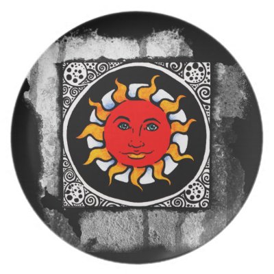 Batik-inspired smiling sun Plate by sarahugheyart