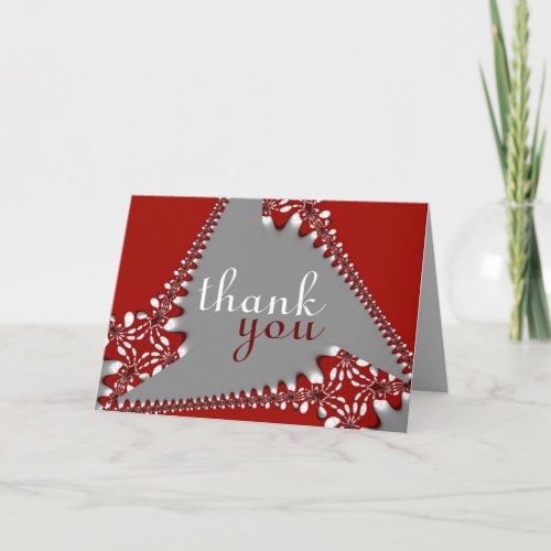 Batik Red Silver Thanks Gracias Merci Danke Card