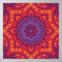 Batik Sunset Watercolor Mandala Poster