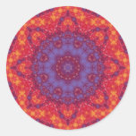 Batik Sunset Watercolor Mandala Round Stickers