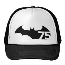 batman 75, batman, batman anniversary, batman 75th anniversary, dark knight, gotham, gotham city, dc comics, super hero, comic hero, bruce wayne, bat man, Trucker Hat with custom graphic design