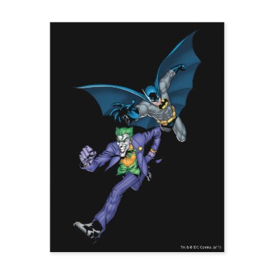Batman and Joker with gun postcards
