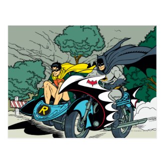 Batman And Robin In Batcycle Post Card