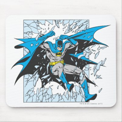 Batman Bursts Through Glass mousepads