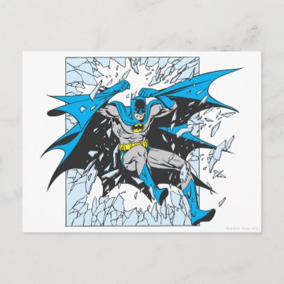 Batman Bursts Through Glass postcards