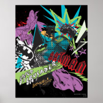 Batman Caped Crusader Neon Collage Print