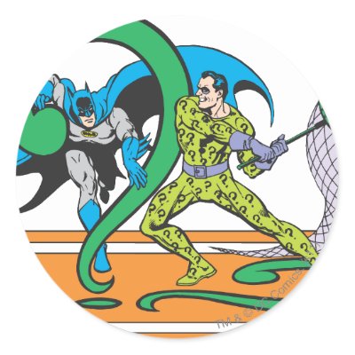 Batman Fights Riddler stickers