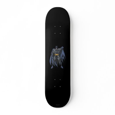 Batman holds up cape skateboards