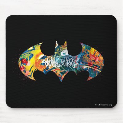 Batman Logo Neon/80s Graffiti Mouse Pad by batman