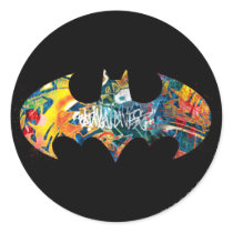Batman Logo Neon/80s Graffiti Round Stickers