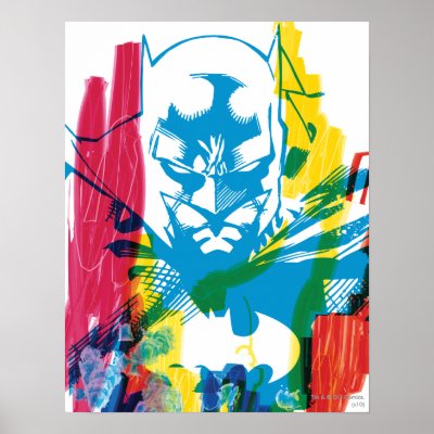 Batman Neon Marker Collage Print by batman