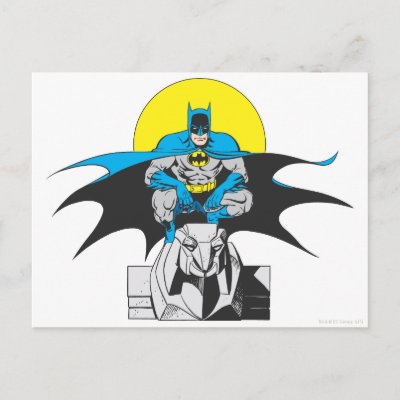 Batman Perches On Stone Lion postcards