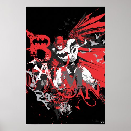 Batman Red and Black Collage Poster
