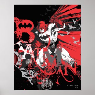 Batman Red and Black Collage Poster