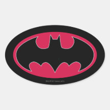 Batman Red Black Logo Oval Stickers