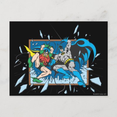 Batman & Robin Shatter Window postcards