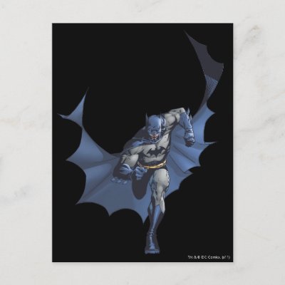 Batman runs with flying cape postcards