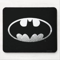 batman, batman logo, batman symbol, batman emblem, dark night, bat man, batman icon, bat logo, bat, silver, metallic, Mouse pad with custom graphic design