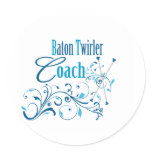 Baton Twirler Coach Swirly Round Sticker