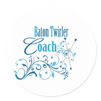 Baton Twirler Coach Swirly Round Sticker