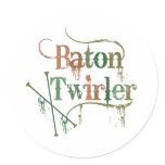 Baton Twirler Distressed Round Sticker