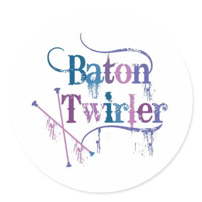 Baton Twirler Distressed Round Sticker by DanceTwirlObsessions