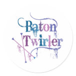 Baton Twirler Distressed Round Sticker