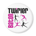 Baton Twirler Square Fridge Magnets