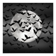 Bats And A Full Moon 5.25x5.25 Square Paper Invitation Card