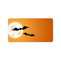 Bats in front of full moon and orange sky blank labels