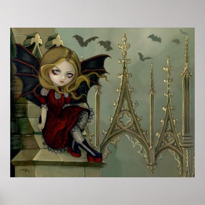 Bats in the Belfry gothic fairy Art Print by strangeling