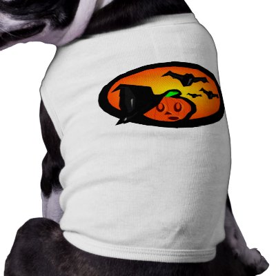 Bats & Pumpkin Jack Orange Halftone Logo Dog Tshirt by PunkPumpkin