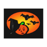 Bats & Pumpkin Jack Orange Halftone Logo Post Cards
