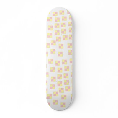Battenburg Cake Pattern. Pink and Yellow. Custom Skate Board by Metarlas_Kitchen
