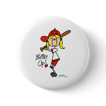 Batter Up! Softball Stick Figure Button